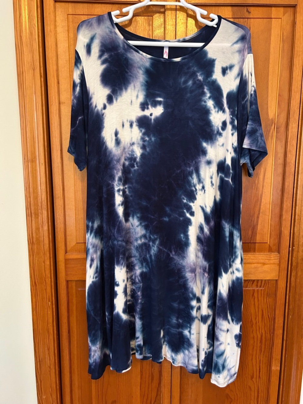 Women's Navy Tie-Dye Midi Dress Plus Size 4X New Casual Loose Fit Knee Length
